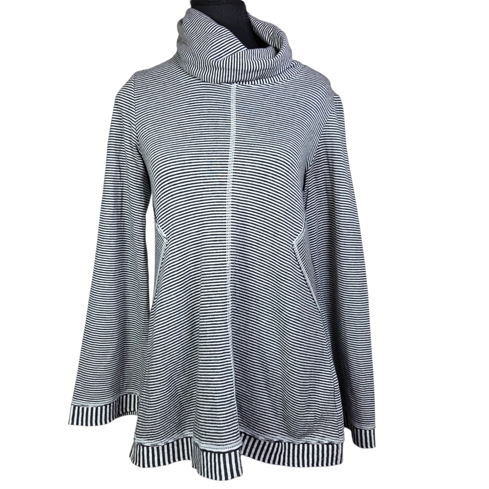 Maeve Black and White Striped Cowl Neck Sweater Size XS